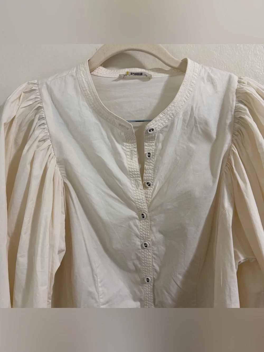 Ulla Johnson Ivory Puff Sleeve Cotton Blouse Size 2 Romantic Boho Top